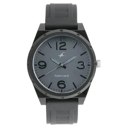 Fastrack Trendies Quartz Analog Grey Dial Silicone Strap Watch for Guys