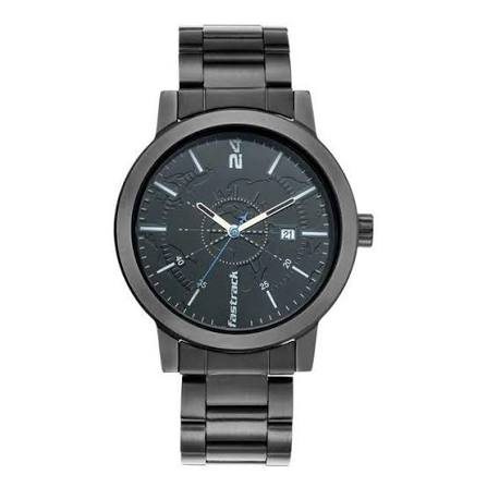 Fastrack Tripster Quartz Analog with Date Black Dial Stainless Steel Strap Watch for Guys