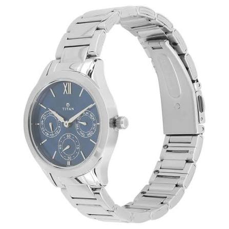 Titan Workwear Blue Dial Women Watch With Stainless Steel Strap 2570SM01