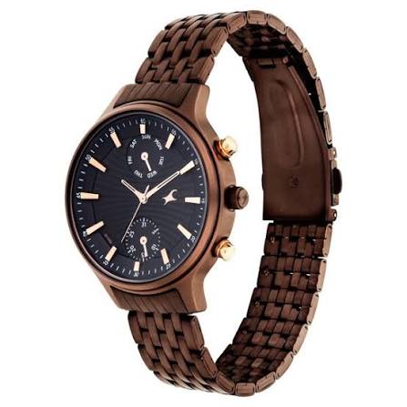 Fastrack Ruffles Quartz Multifunction Black Dial Stainless Steel Strap Watch for Girls 6208KM01