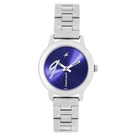 Fastrack Tropical Waters Quartz Analog Blue Dial Metal Strap Watch for Girls
