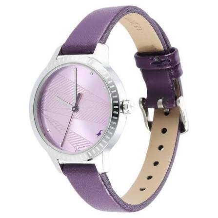 Fastrack Stunners Quartz Analog Purple Dial Leather Strap Watch for Girls 6267SL01