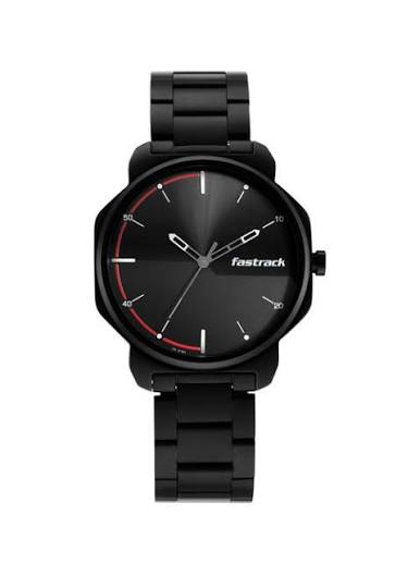 Fastrack Stunners Quartz Analog Black Dial Metal Strap Watch for Guys 3254NM01