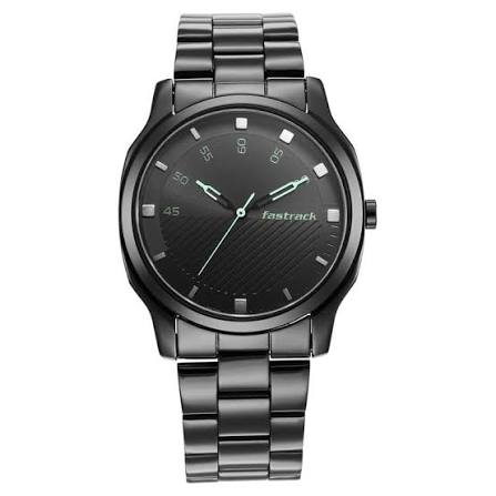 Fastrack Stunners Quartz Analog Black Dial Stainless Steel Strap Watch for Guys 3255NM02
