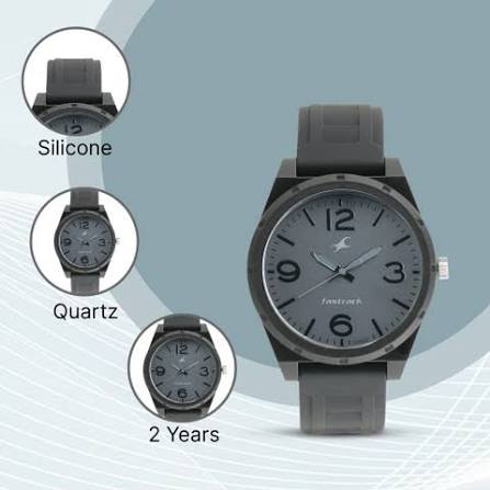 Fastrack Trendies Quartz Analog Grey Dial Silicone Strap Watch for Guys