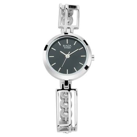 Titan Raga Viva Black Dial Analog Metal Strap Watch for Women 2622SM01