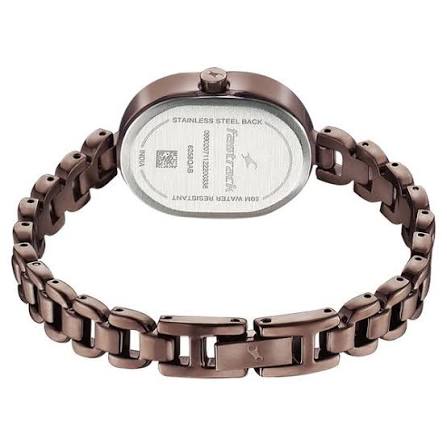Fastrack Style Up Brown Dial Metal Strap Watch for Girls 6258QM02