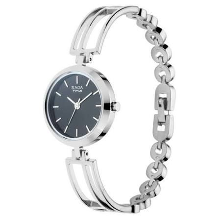 Titan Raga Viva Black Dial Analog Metal Strap Watch for Women 2622SM01