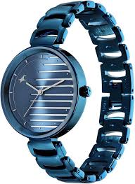 Fastrack Style Up Quartz Analog Blue Dial Metal Strap Watch for Girls 6216QM02