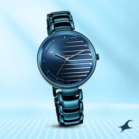 Fastrack Style Up Quartz Analog Blue Dial Metal Strap Watch for Girls 6216QM02