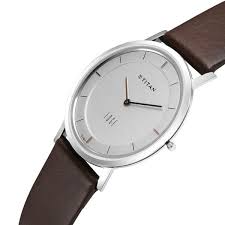 Titan Edge SilverDial Analog Stainless Steel Leather Strap Watch for Men 1595SL03