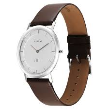 Titan Edge SilverDial Analog Stainless Steel Leather Strap Watch for Men 1595SL03