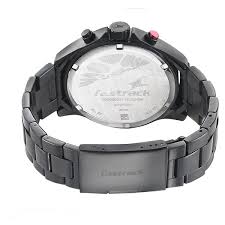 Fastrack Hitlist Quartz Chronograph Black Dial Stainless Steel Strap Watch for Guys