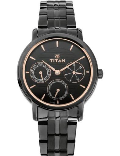 Titan Workwear Black Dial Women Watch With Stainless Steel Strap 2589NM01