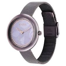 Glitz Purple Dial Stainless Steel Strap Watch for Women