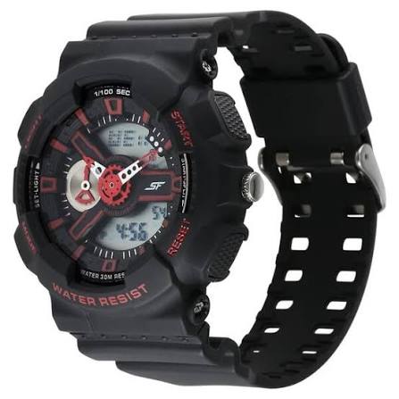 Sonata SF Dreamer Series Quartz Digital Analog Digital Black Plastic Strap for Men 77132PP03