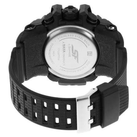 SF Quartz Digital Analog Digital Black Dial PU Strap Watch for Men 77118PP06