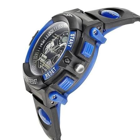 SF Quartz Digital Analog Digital Black Dial PU Strap Watch for Men 77116PP04