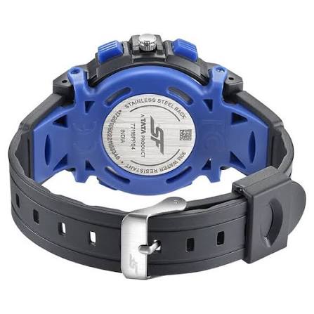 SF Quartz Digital Analog Digital Black Dial PU Strap Watch for Men 77116PP04