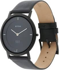 Titan Edge Black Dial Quartz Leather Strap Watch for Men 1595NL04
