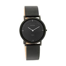 Titan Edge Black Dial Quartz Leather Strap Watch for Men 1595NL04