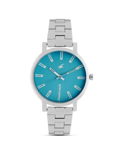 Fastrack Fundamentals Quartz Analog Blue Dial Stainless Steel Strap Watch for Girls 68010SM02