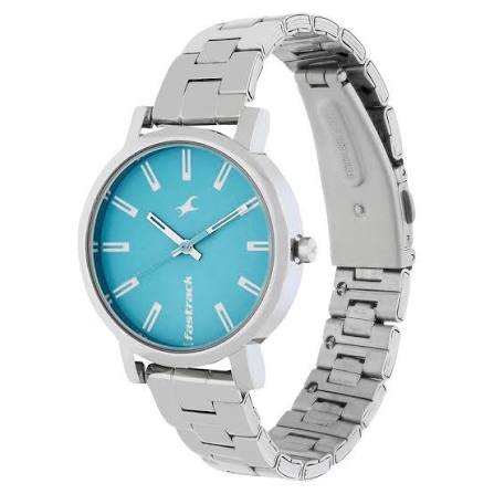 Fastrack Fundamentals Quartz Analog Blue Dial Stainless Steel Strap Watch for Girls 68010SM02