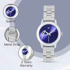 Fastrack Tropical Waters Quartz Analog Blue Dial Metal Strap Watch for Girls