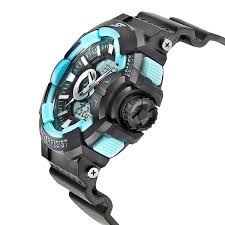 SF Quartz Digital Analog Digital Black Dial PU Strap Watch for Men 77118PP05