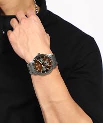 Titan Quartz Multifunction Brown Dial Stainless Steel Strap watch for Men