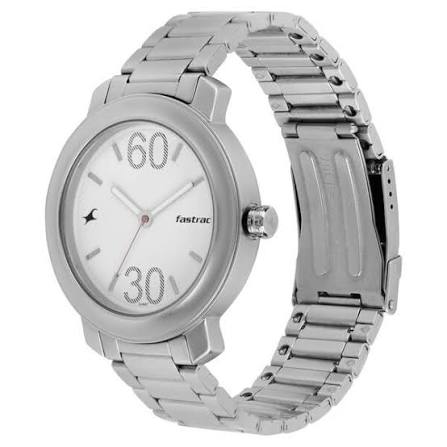Fastrack Quartz Analog Silver Dial Stainless Steel Strap Watch for Guys 3222SM01