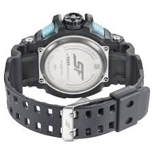 SF Quartz Digital Analog Digital Black Dial PU Strap Watch for Men 77118PP05