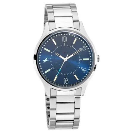 Fastrack Tripster Quartz Analog Blue Dial Stainless Steel Strap Watch for Guys 3237SM01