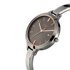 Titan Quartz Analog with Date Grey Dial Metal Strap Watch for Women 2578QM02