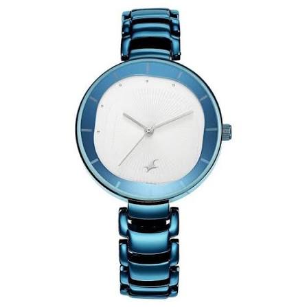 Fastrack Style Up Quartz Analog Silver Dial Metal Strap Watch for Girls 6270QM01