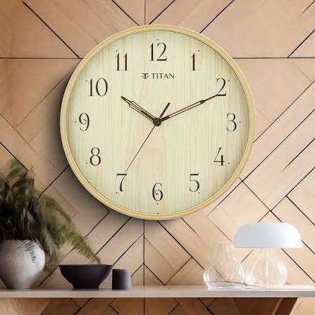 Titan Contemporary Wall Clock Quartz Analog Light Brown Dial - Size 31 cm x 31 cm (Medium)