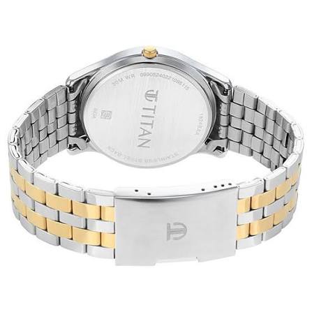 Titan Metal White Dial Analog with Day and Date Metal Strap watch for Men 1824BM02