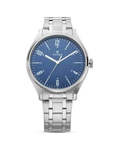 Titan Workwear Blue Dial Analog Metal Strap Watch for Men 1802SM02