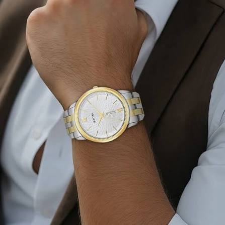 Titan Metal White Dial Analog with Day and Date Metal Strap watch for Men 1824BM02