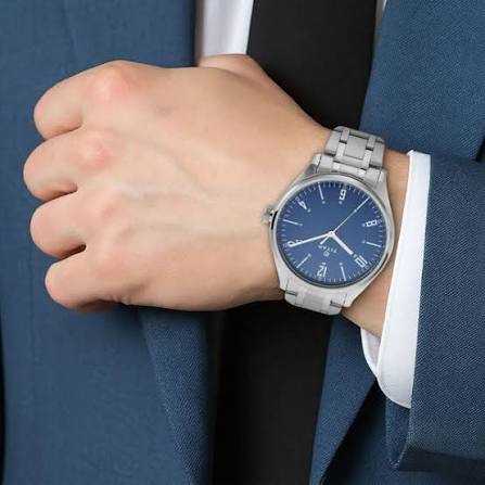 Titan Workwear Blue Dial Analog Metal Strap Watch for Men 1802SM02