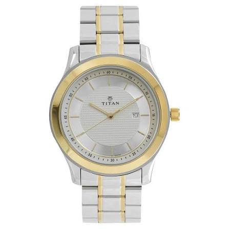 Titan Regalia Baron Silver Dial Analog with Date Stainless Steel Strap Watch for Men 1627BM03