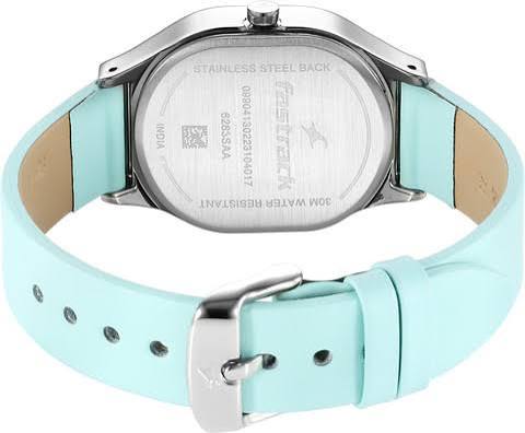 Fastrack Snob X Blue Dial Leather Strap Watch for Girls 6283SL01
