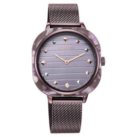 Glitz Purple Dial Stainless Steel Strap Watch for Women