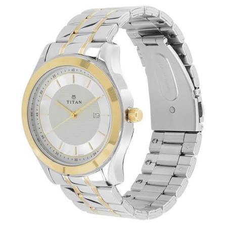 Titan Regalia Baron Silver Dial Analog with Date Stainless Steel Strap Watch for Men 1627BM03